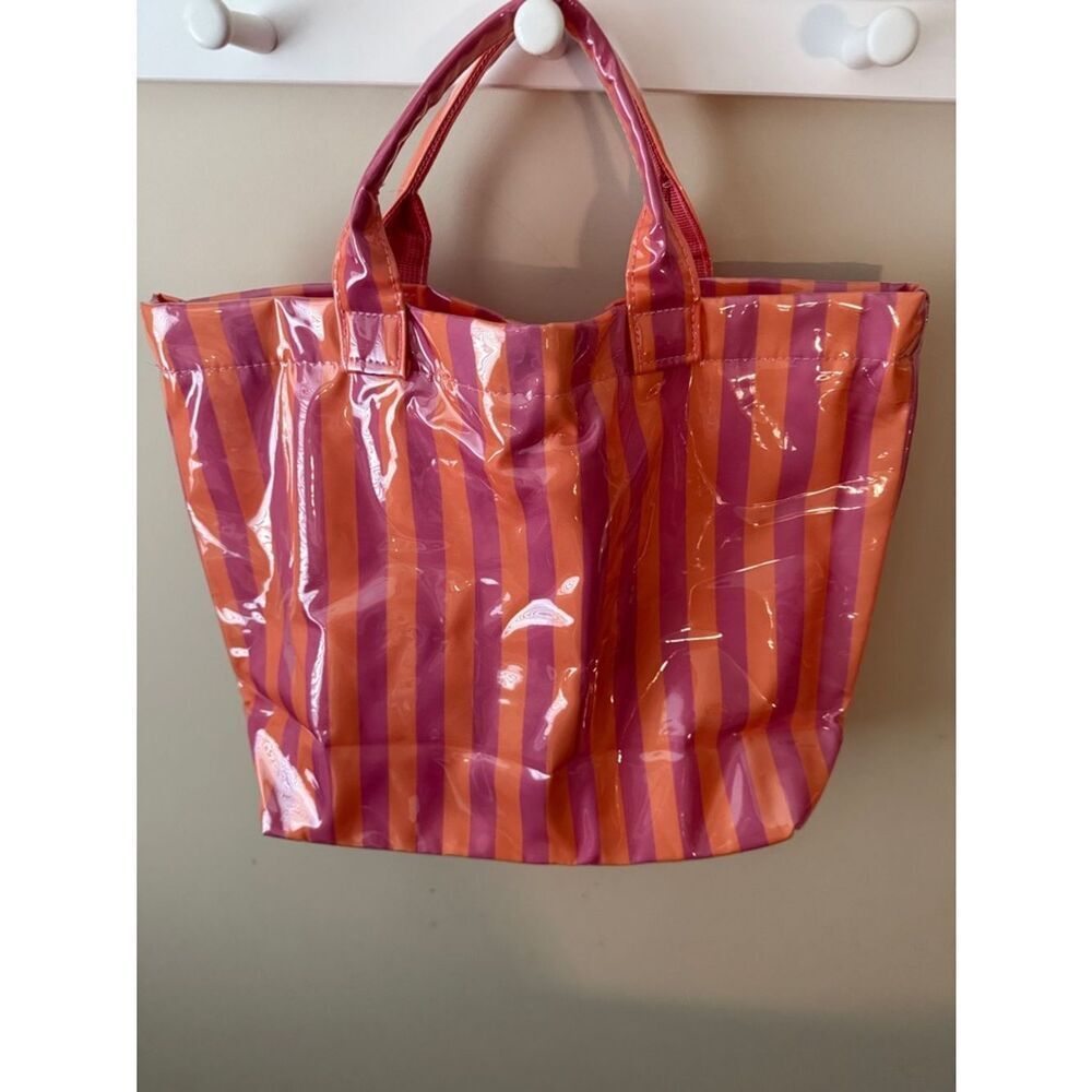 Striped Purple and Orange Tote Bag